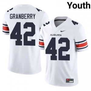 Elite Thread Coleman Granberry #42 Auburn Athletics White Jersey | Youth University Football Stitched Fan Gear 73811015
