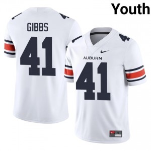 White Connor Gibbs #41 AU Jersey | Youth High School Football Licensed Stitched 20104202