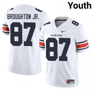 #87 DJ Broughton Jr. AU Tigers White Jersey | Alumni Stitched Youth Player Football Gear 36807581