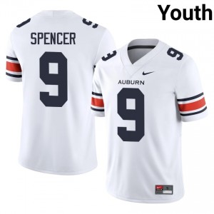 #9 DeShawn Spencer Auburn Athletics White Jersey | Alumni Stitched Youth Player Football Gear 63566609