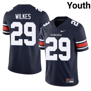 AU Tigers Jaquez Wilkes #29 Navy Jersey | Essential Swen NCAA Football Youth Apparel 93536589