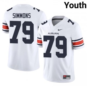 White Jo Simmons #79 Auburn Tigers Jersey | Youth High School Football Moisture Wicking Stitched 32073473