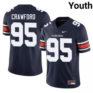 AU Tigers Jourdin Crawford #95 Navy Jersey | Premium Swen NCAA Football Youth Apparel 26628052