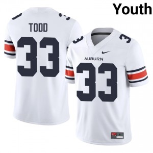 #33 Kamari Todd Auburn Tigers White Jersey | Authentic Stitched Youth Player Football Gear 12517705