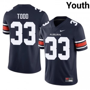 Navy Kamari Todd #33 AU Tigers Jersey | Youth High School Football Limited Swen 16496968