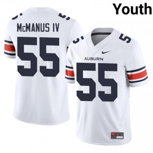 AU Kenneth McManus IV #55 White Jersey | Genuine Stitched NCAA Football Youth Apparel 35318731