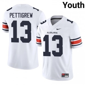 White Kory Pettigrew #13 AU Jersey | Youth High School Football Moisture Wicking Stitched 30279360