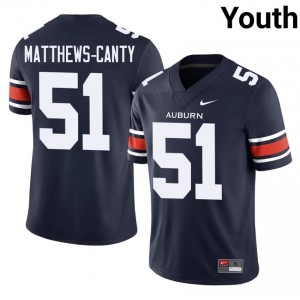 Michael Matthews-Canty #51 AU Tigers Jersey | Exclusive Navy College Football Youth Swen 70937168