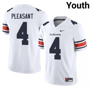 White Rayshawn Pleasant #4 AU Tigers Jersey | Youth High School Football Moisture Wicking Stitched 24382661