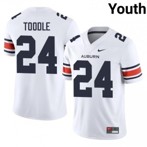 Auburn War Eagles Shadarius Toodle #24 White Jersey | Pro Cut Stitched NCAA Football Youth Apparel 26857069