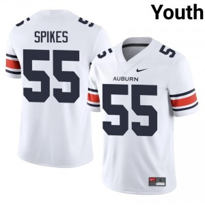 White Takeo Spikes #55 AU Tigers Jersey | Youth High School Football Licensed Stitched 28739014