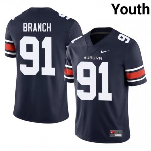 Tavian Branch #91 Auburn Tigers Jersey | Exclusive Navy College Football Youth Swen 22756911