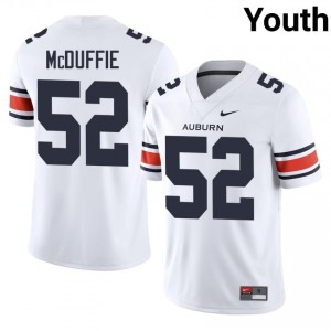 White William Grier McDuffie #52 Auburn Tigers Jersey | Youth High School Football Moisture Wicking Stitched 60899331